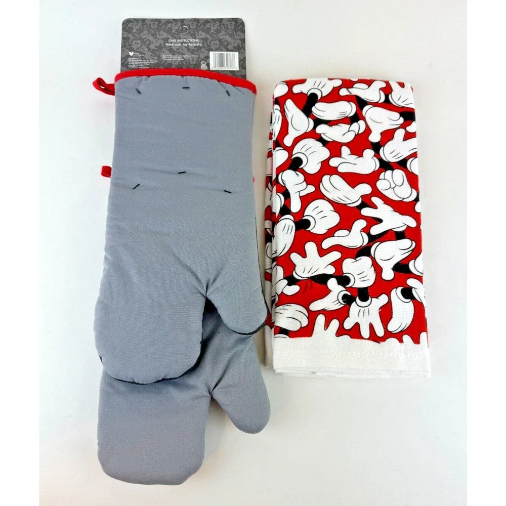 Lot Disney 1 set Mickey Minnie Oven Mitts 1 set Mickey Mouse Dishtowels NEW